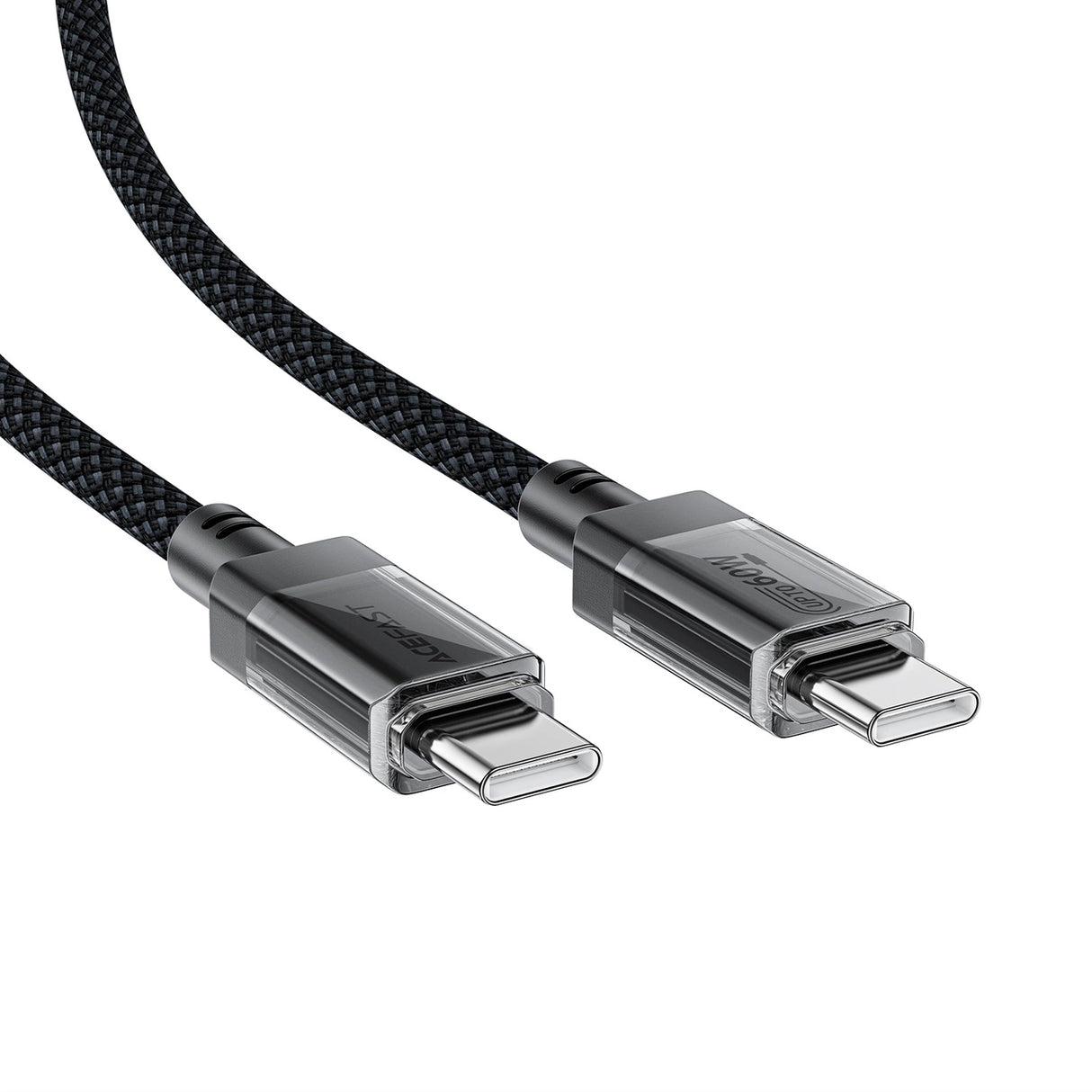 Acefast C12 USB-C / USB-C PD-kabel 60W 480Mb / med nylon fletning - sort
