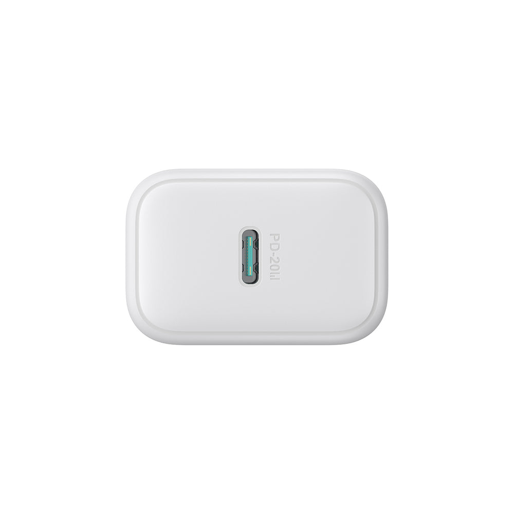 Joyroom JR-TCF20 USB-C PD 20W netværksoplader - hvid + USB-C / Lightning kabel 1m