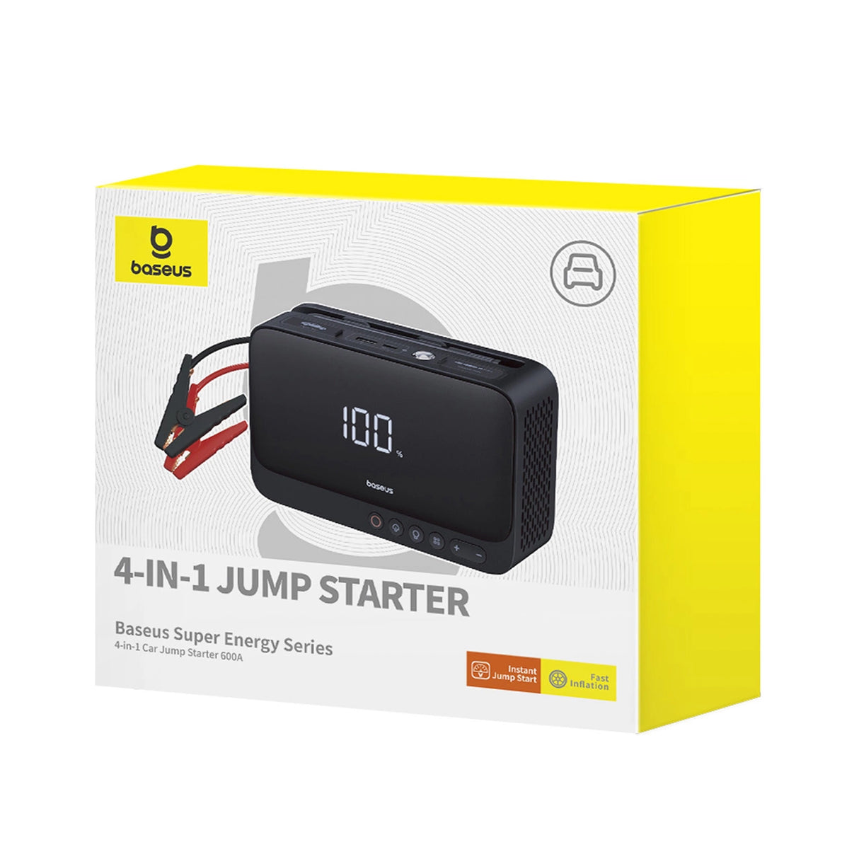 Jump starter Baseus Super Energy BS-CH013 4in1 600A med lommelygte / powerbank 6000mAh / kompressor - sort