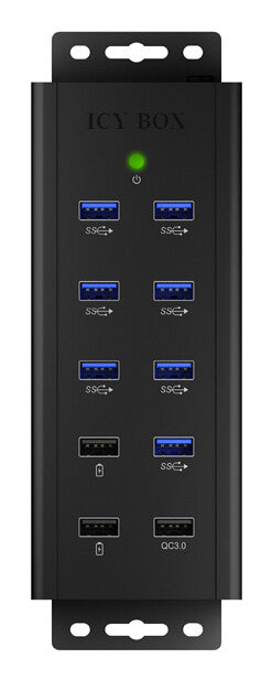 ICY BOX IB-HUB1703-QC3 USB 3.2 Gen 1 (3.1 Gen 1) Type-B 5000 Mbit/s Black