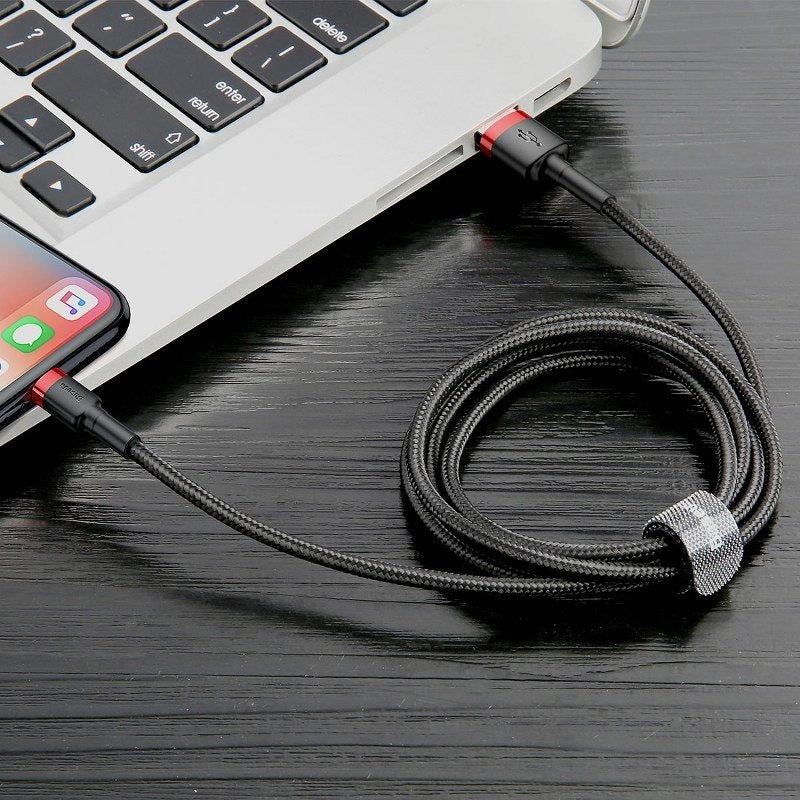 Baseus Cafule USB Lightning Cable 2,4A 1m (rød+sort)