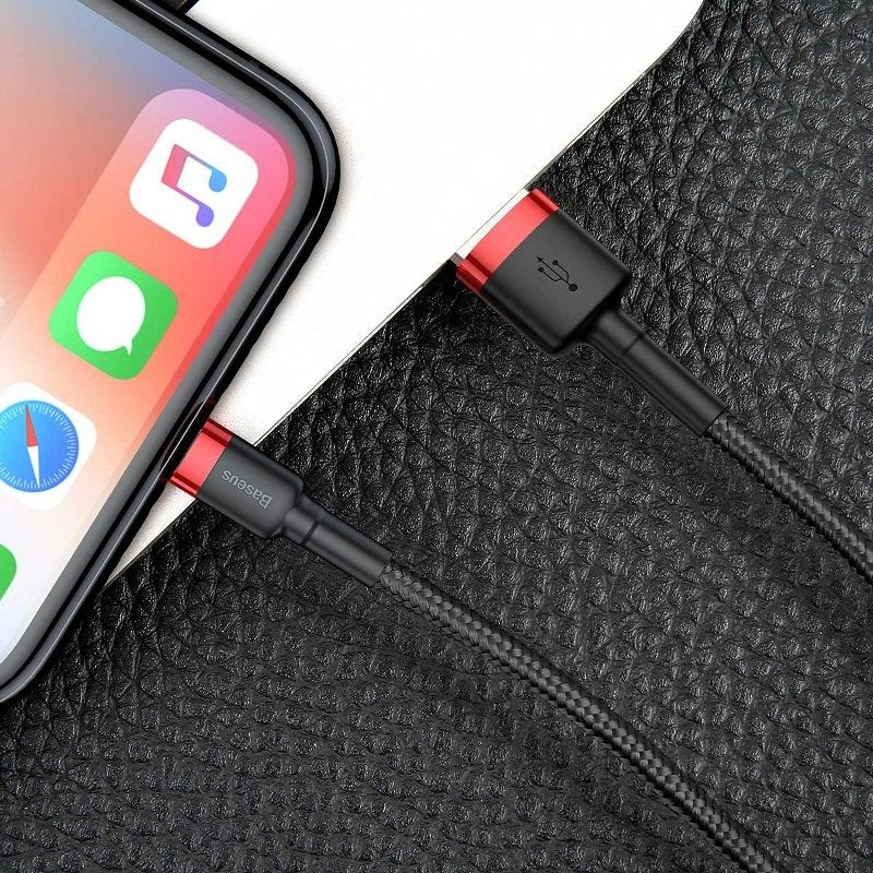 Baseus Cafule USB Lightning Cable 2,4A 1m (rød+sort)
