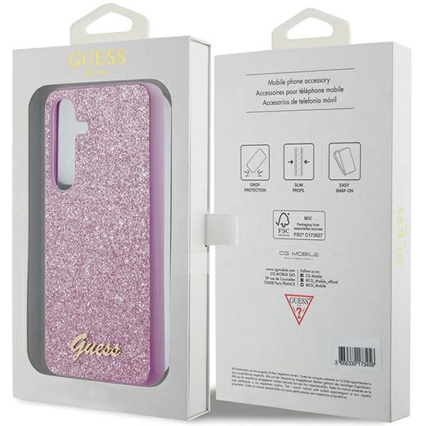 Guess Glitter Script case for Samsung Galaxy S24+ - purple