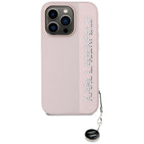 Karl Lagerfeld Saffiano Rhinestones & Charm case for iPhone 15 Pro - pink