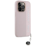 Karl Lagerfeld Saffiano Rhinestones & Charm case for iPhone 15 Pro - pink