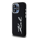 Karl Lagerfeld Silicone Metal Script Logo case for iPhone 15 Pro - black