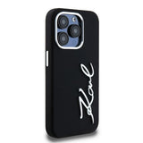 Karl Lagerfeld Silicone Metal Script Logo case for iPhone 15 Pro - black