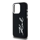 Karl Lagerfeld Silicone Metal Script Logo case for iPhone 15 Pro - black