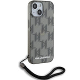 Karl Lagerfeld IML Mono KL Pattern & Cord case for iPhone 15 / 14 / 13 - black