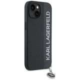 Karl Lagerfeld Saffiano Rhinestones & Charm case for iPhone 15 / 14 / 13 - black