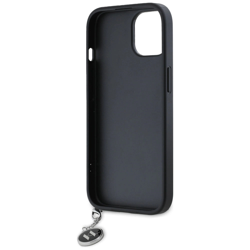 Karl Lagerfeld Saffiano Rhinestones & Charm case for iPhone 15 / 14 / 13 - black
