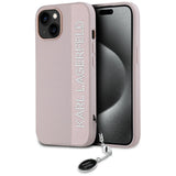 Karl Lagerfeld Saffiano Rhinestones & Charm case for iPhone 15 / 14 / 13 - pink
