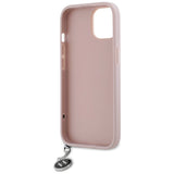 Karl Lagerfeld Saffiano Rhinestones & Charm case for iPhone 15 / 14 / 13 - pink