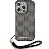 Karl Lagerfeld IML Mono KL Pattern & Cord case for iPhone 15 Pro Max - black