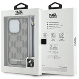 Karl Lagerfeld IML Mono KL Pattern & Cord case for iPhone 15 Pro Max - black