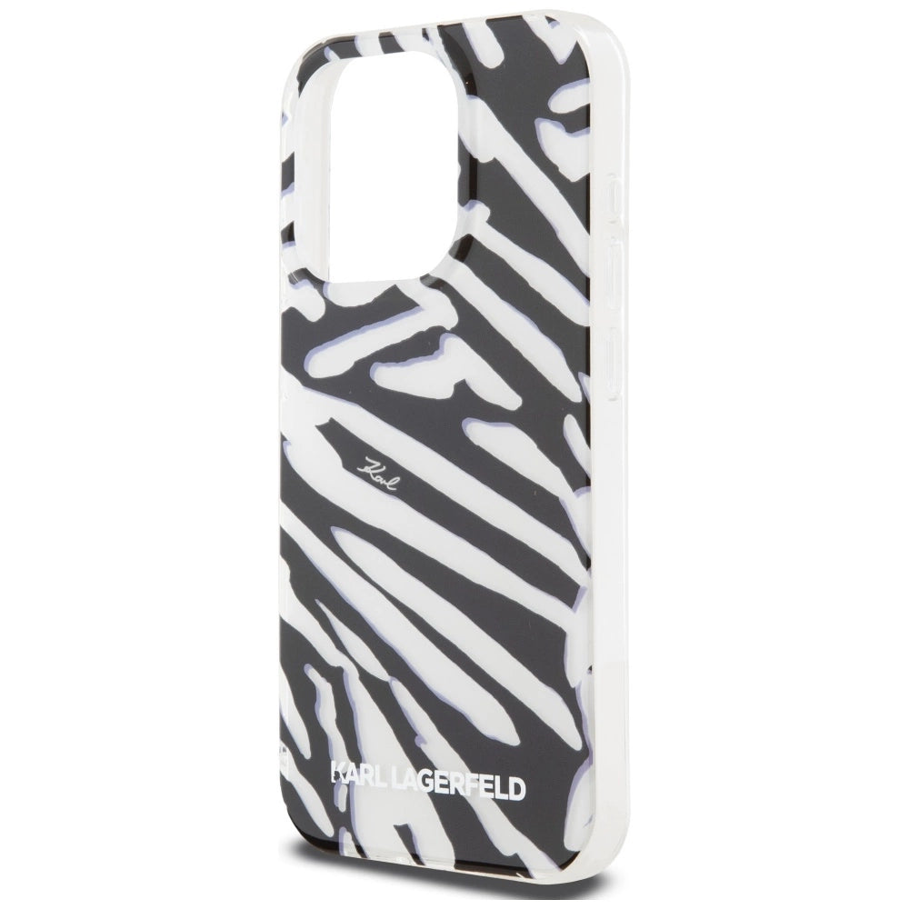 Karl Lagerfeld IML Zebra Pattern & Cord case for iPhone 15 Pro Max - black