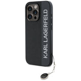 Karl Lagerfeld Saffiano Rhinestones & Charm case for iPhone 15 Pro Max - black