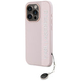 Karl Lagerfeld Saffiano Rhinestones & Charm case for iPhone 15 Pro Max - pink