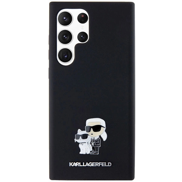 Karl Lagerfeld Silicone Karl&Choupette Metal Pin case for Samsung Galaxy S24 Ultra - black