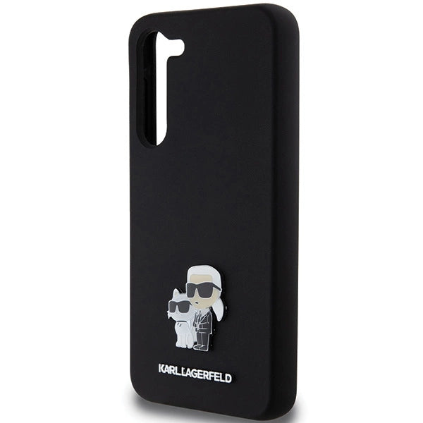 Karl Lagerfeld Silicone Karl&Choupette Metal Pin case for Samsung Galaxy S24+ - black