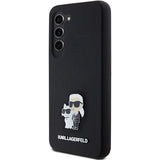 Karl Lagerfeld Silicone Karl&Choupette Metal Pin case for Samsung Galaxy S24 - black