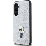 Karl Lagerfeld Fixed Glitter Ikonik Logo Metal Pin case for Samsung Galaxy A35 - silver