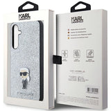 Karl Lagerfeld Fixed Glitter Ikonik Logo Metal Pin case for Samsung Galaxy A35 - silver