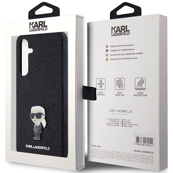 Karl Lagerfeld Fixed Glitter Ikonik Logo Metal Pin case for Samsung Galaxy A35 - black