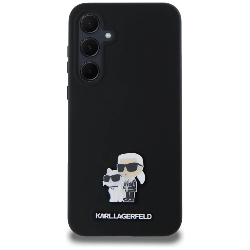 Karl Lagerfeld Silicone Karl&Choupette Metal Pin case for Samsung Galaxy A35 - black