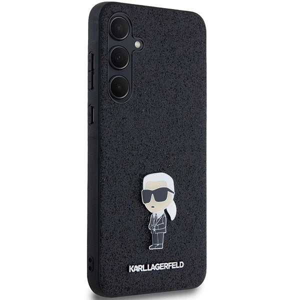 Karl Lagerfeld Fixed Glitter Ikonik Logo Metal Pin case for Samsung Galaxy A55 - black