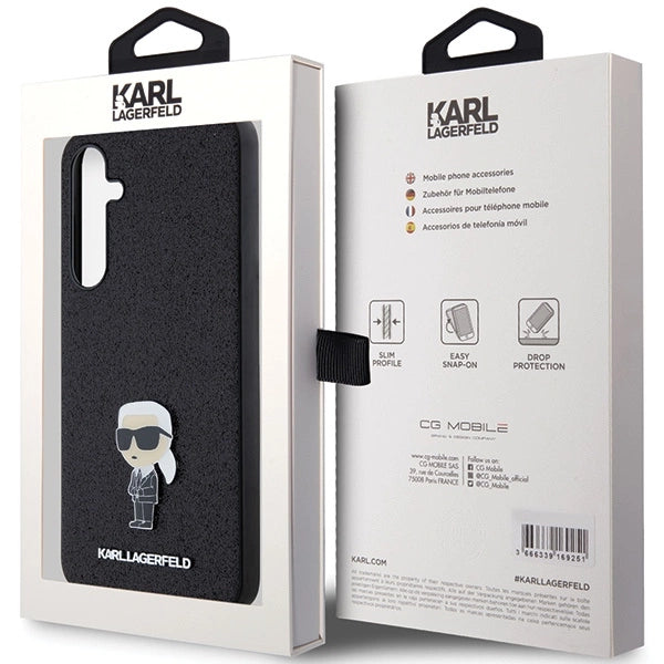 Karl Lagerfeld Fixed Glitter Ikonik Logo Metal Pin case for Samsung Galaxy A55 - black