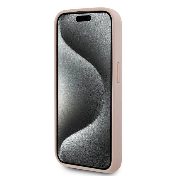 Karl Lagerfeld Leather Monogram Metal Logo case for iPhone 15 Pro - pink