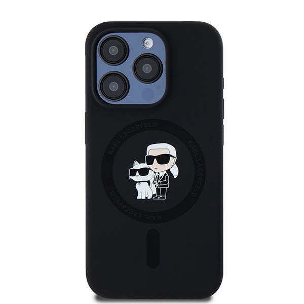 Karl Lagerfeld Silicone Karl&Choupette MagSafe case for iPhone 15 Pro - black