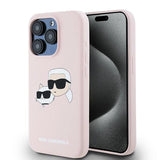 Karl Lagerfeld Silicone Karl&Choupette MagSafe Case for iPhone 15 Pro - Pink