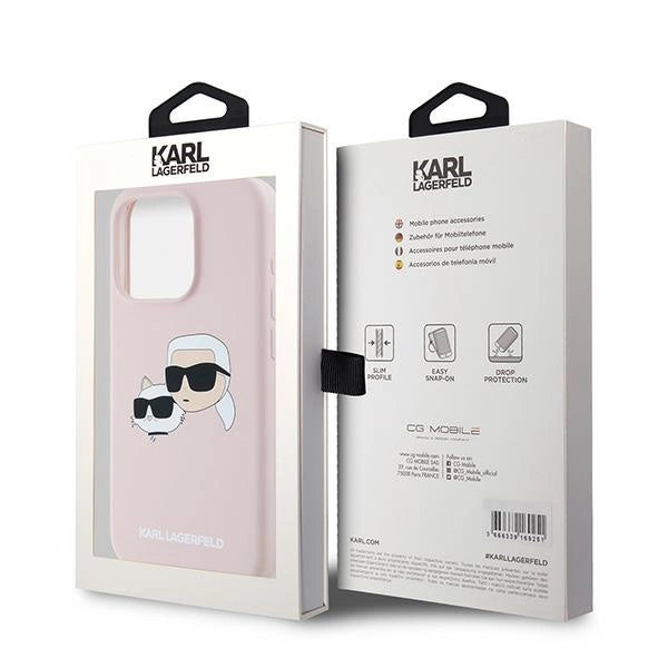 Karl Lagerfeld Silicone Karl&Choupette MagSafe Case for iPhone 15 Pro - Pink
