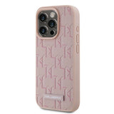 Karl Lagerfeld Leather Monogram Metal Logo case for iPhone 15 Pro Max - pink