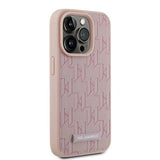 Karl Lagerfeld Leather Monogram Metal Logo case for iPhone 15 Pro Max - pink