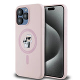 Karl Lagerfeld Silicone Karl&Choupette Ring MagSafe Case for iPhone 15 Pro Max - Pink