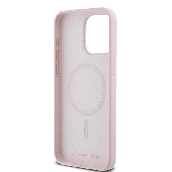 Karl Lagerfeld Silicone Karl&Choupette Ring MagSafe Case for iPhone 15 Pro Max - Pink