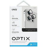 Uniq Optix Aluminium Kamera Lens Beskytter til iPhone 14 Pro / 14 Pro Max kamera objektiv med applikator - sølv