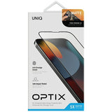 Uniq Optix Matte frostet hærdet glas til iPhone 14 / 13 / 13 Pro med applikator