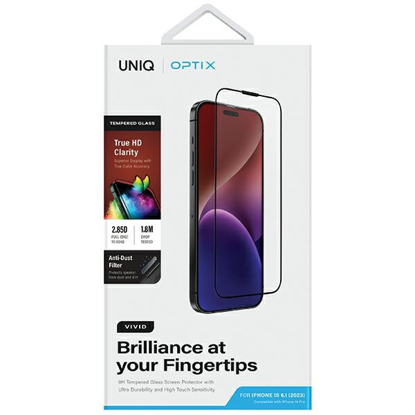 Uniq Optix Vivid glas til iPhone 15 / 14 Pro med applikator