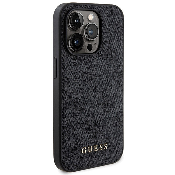 Guess 4G Metal Logo-kasset til iPhone 14 Pro + 5000mAh MagSafe powerbank - sort