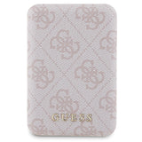 Guess 4G Metal Logo-kasset til iPhone 14 Pro + 5000mAh MagSafe powerbank - pink