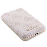 Guess 4G Metal Logo-kasset til iPhone 15 Pro + 5000mAh MagSafe powerbank - pink