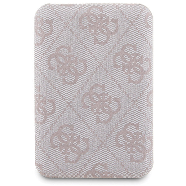 Guess 4G Metal Logo-kasset til iPhone 15 Pro + 5000mAh MagSafe powerbank - pink
