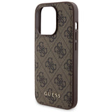 Guess 4G Metal Logo-kasset til iPhone 15 Pro + 5000mAh MagSafe powerbank - brun
