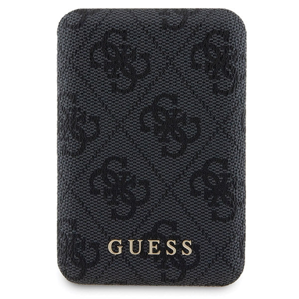 Guess 4G Metal Logo-kasset til iPhone 15 + 5000mAh MagSafe powerbank - sort
