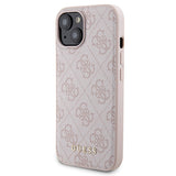 Guess 4G Metal Logo-kasset til iPhone 15 + 5000mAh MagSafe powerbank - pink