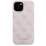 Guess 4G Metal Logo-kasset til iPhone 15 + 5000mAh MagSafe powerbank - pink